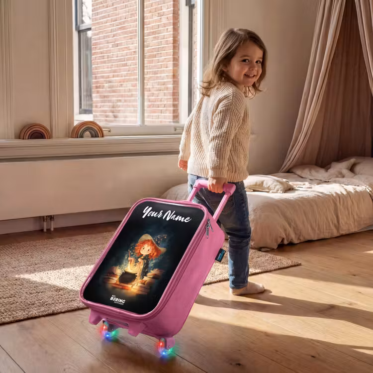 Heks met Sprankelende Toverdrank Kinderkoffer - Roze klein -sfeer1