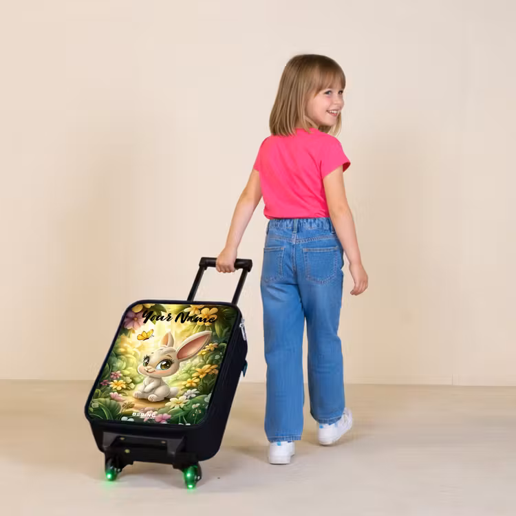 Konijn - Zonlicht - Sprookjesachtig - Vlinder Kinderkoffer - Zwart klein -sfeer1