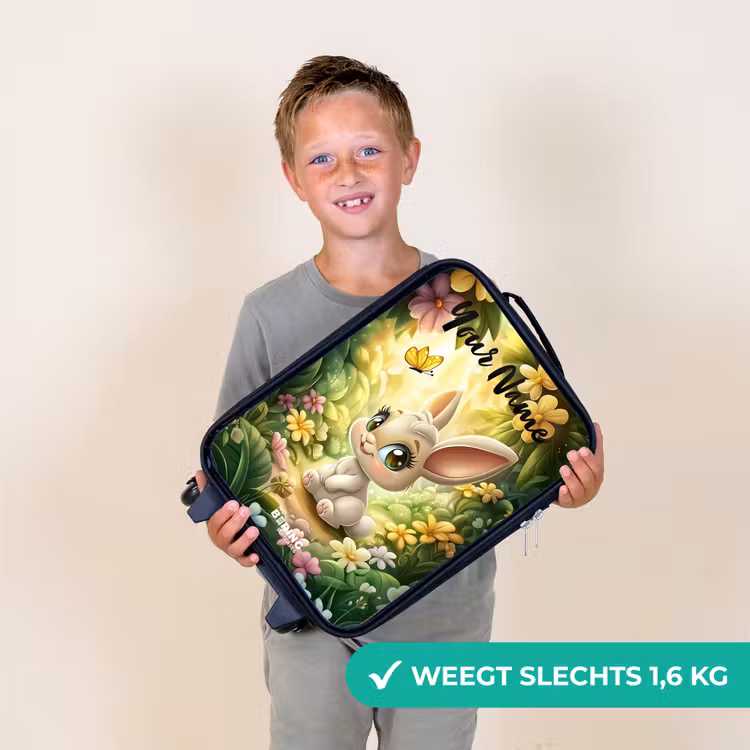 Konijn - Zonlicht - Sprookjesachtig - Vlinder Kinderkoffer - Zwart klein -sfeer4_NL