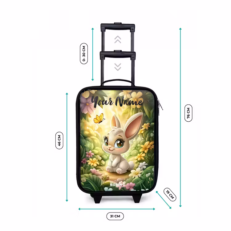Konijn - Zonlicht - Sprookjesachtig - Vlinder Kinderkoffer - Zwart klein -productfoto_formaten
