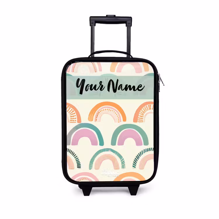 Regenboog - Pastel - Patroon Kinderkoffer - Zwart klein -3d