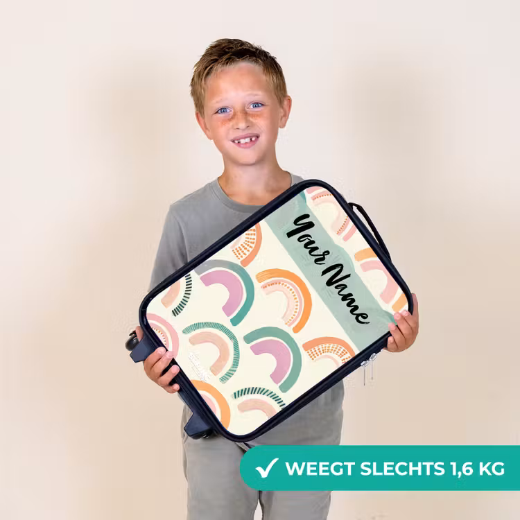 Regenboog - Pastel - Patroon Kinderkoffer - Zwart klein -sfeer4_NL