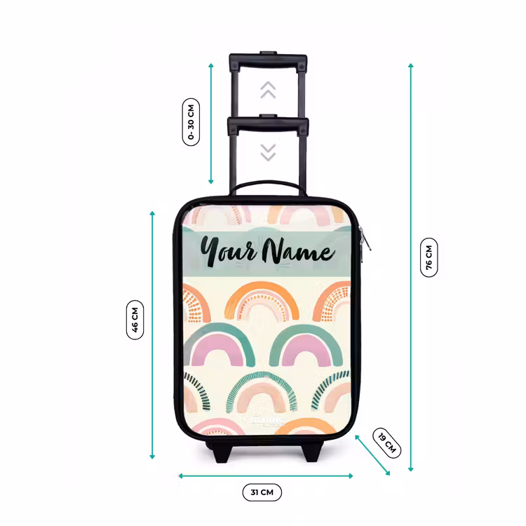 Regenboog - Pastel - Patroon Kinderkoffer - Zwart klein -productfoto_formaten