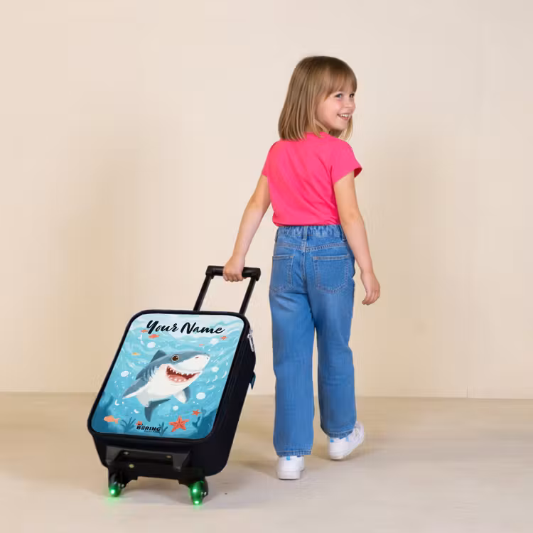 Haai - Water - Zee Kinderkoffer - Zwart klein -sfeer1