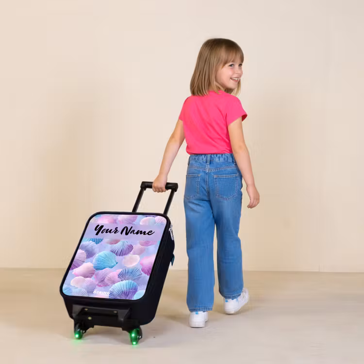 Schelpen - Paars - Blauw - Patroon Kinderkoffer - Zwart klein -sfeer1