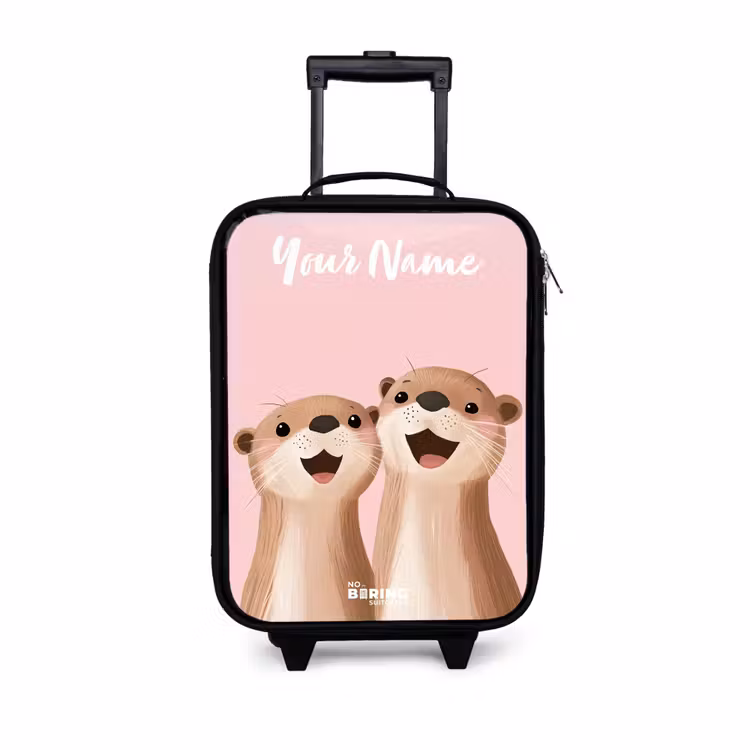 Glimlach - Otters - Roze - Illustratie Kinderkoffer - Zwart klein -3d