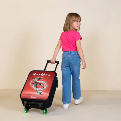Voetballer - Bal - Lichtcirkel - Rood Kinderkoffer - Zwart klein -sfeer1