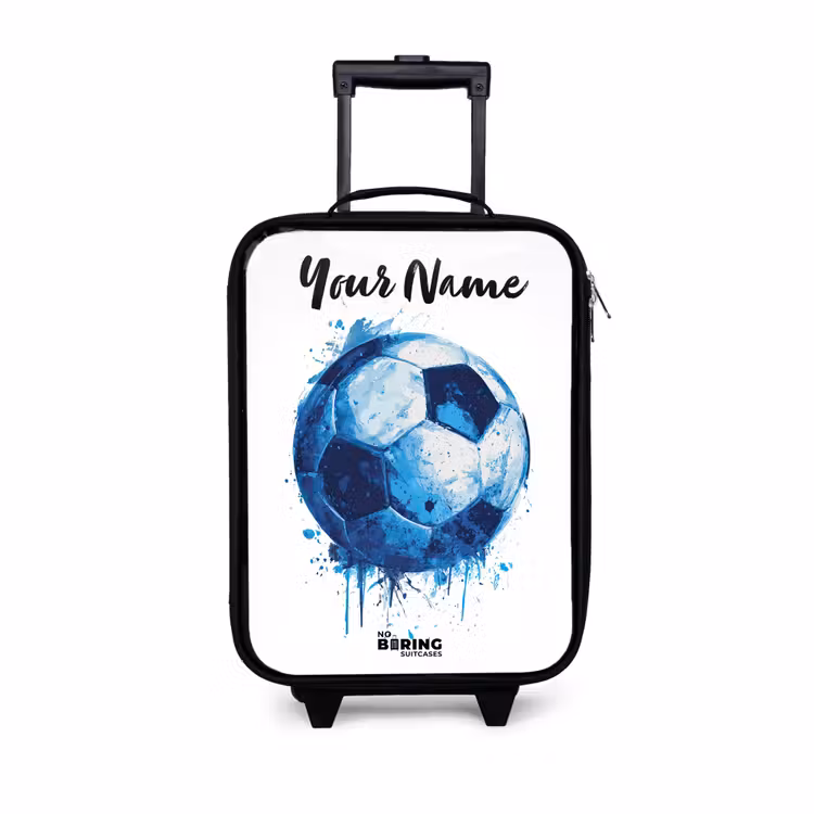 Voetbalvibes - Inktspatten - Blauw Kinderkoffer - Zwart klein -3d