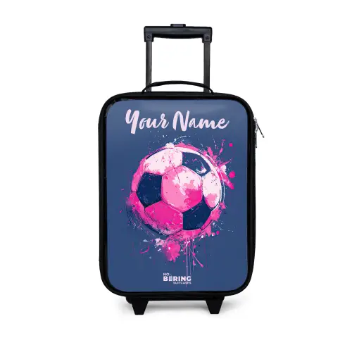 Voetbalvibes -  Verf - Roze - Blauw Kinderkoffer - Zwart klein -3d