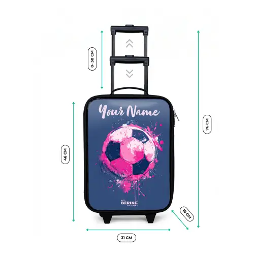 Voetbalvibes -  Verf - Roze - Blauw Kinderkoffer - Zwart klein -productfoto_formaten