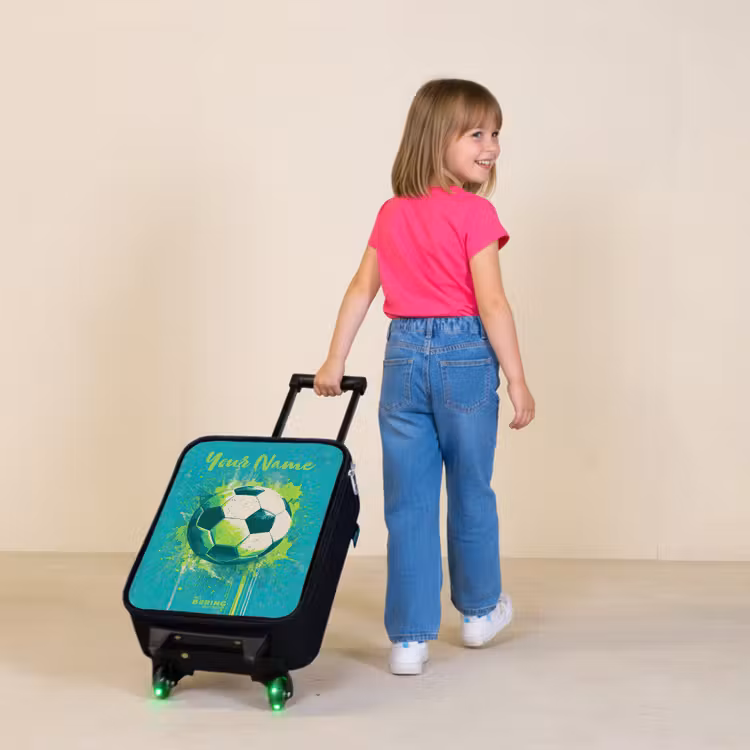 Voetbalvibes - Verfspatten - Groen - Blauw Kinderkoffer - Zwart klein -sfeer1