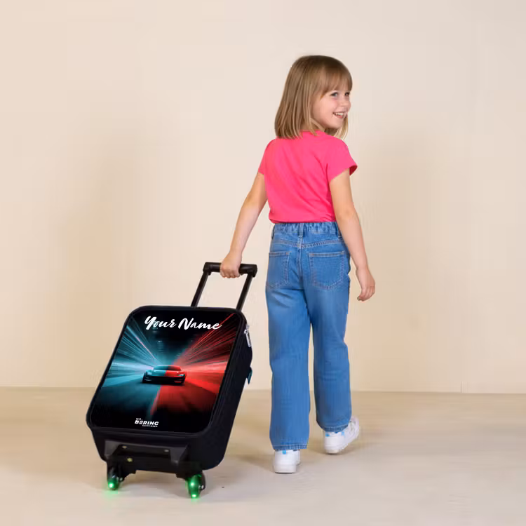 Sportauto - Blauw - Neon - Stad Kinderkoffer - Zwart klein -sfeer1