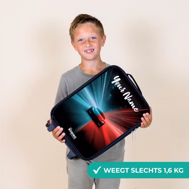 Sportauto - Blauw - Neon - Stad Kinderkoffer - Zwart klein -sfeer4_NL