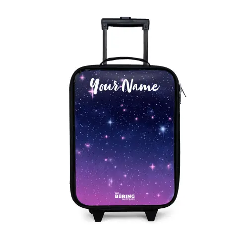 Sterren - Galaxy - Blauw - Roze Kinderkoffer - Zwart klein -3d