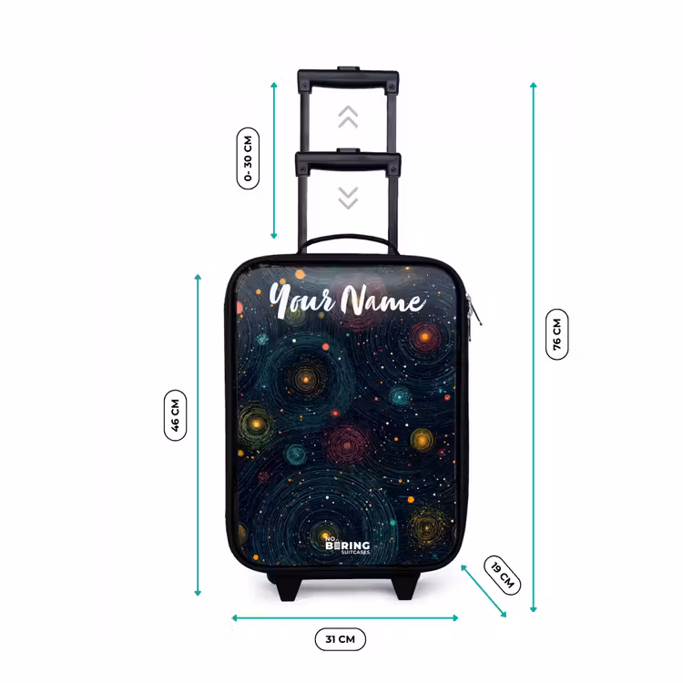Sterren - Planeten - Kleurrijk Kinderkoffer - Zwart klein -productfoto_formaten