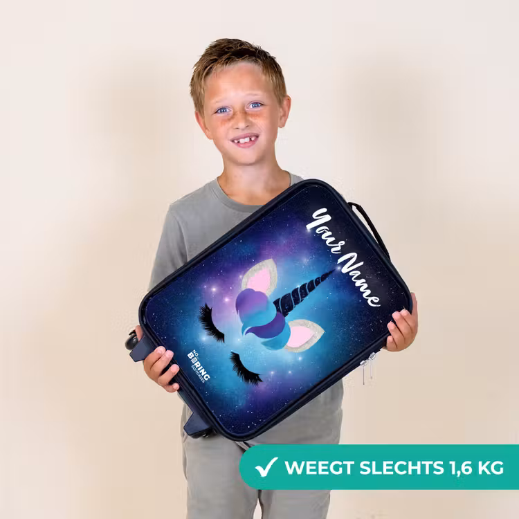 Eenhoorn - Sterren - Blauw Kinderkoffer - Zwart klein -sfeer4_NL