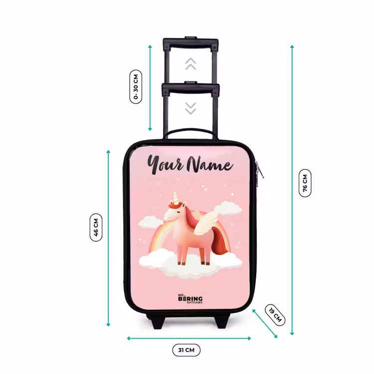 Eenhoorn - Vleugels - Roze - Regenboog Kinderkoffer - Zwart klein -productfoto_formaten