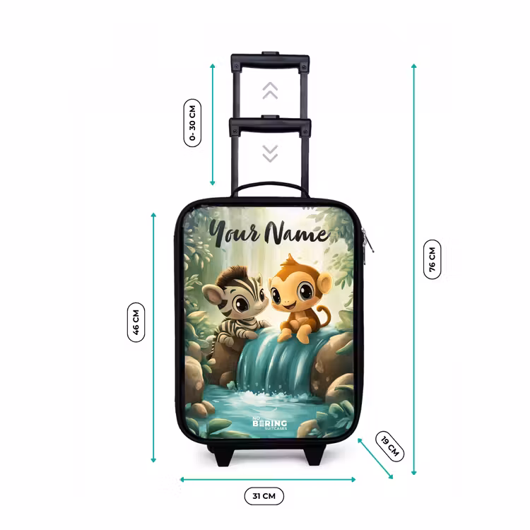 Zebra - Aapje - Waterval - Rotsen Kinderkoffer - Zwart klein -productfoto_formaten