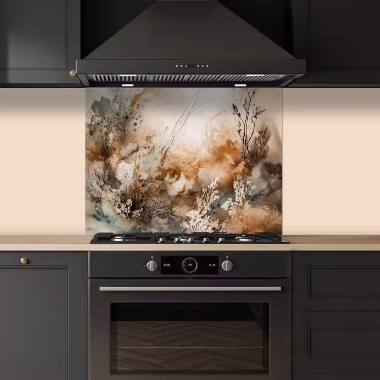 Abstract - Beige - Verf - Kunst - Natuur - Bloemen keuken achterwand spatscherm middel -sfeer1