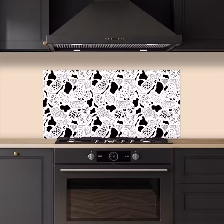 Abstract - Zwart - Wit - Diversiteit keuken achterwand spatscherm middel 899 -sfeer1