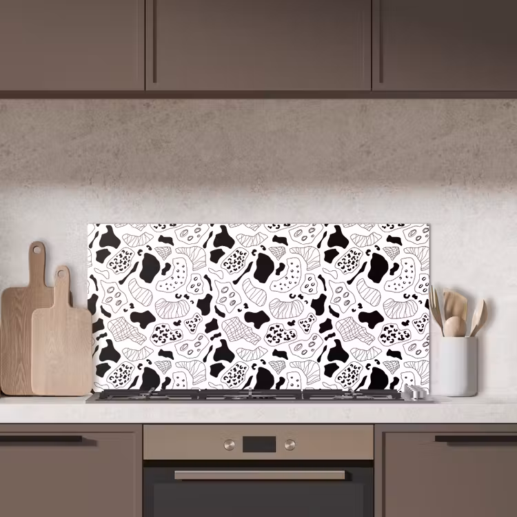 Abstract - Zwart - Wit - Diversiteit keuken achterwand spatscherm middel 899 -sfeer2