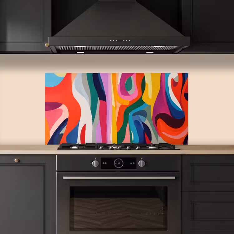 Abstract - Kleurrijk - Golven - Lijnen keuken achterwand spatscherm middel -sfeer1