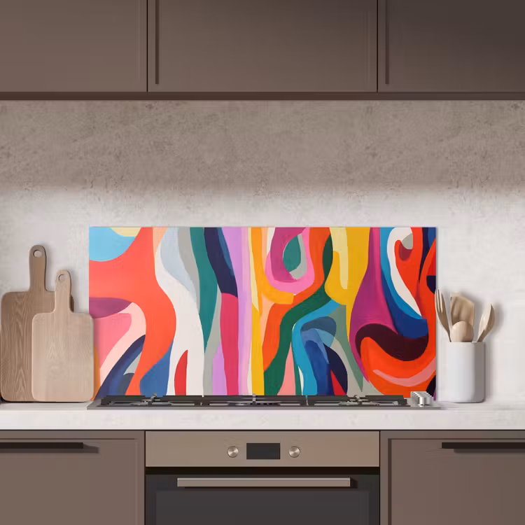 Abstract - Kleurrijk - Golven - Lijnen keuken achterwand spatscherm middel -sfeer2