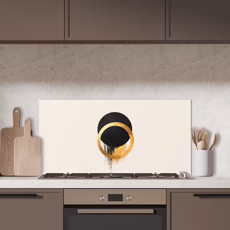 Abstract ontwerp - Zwarte cirkel - Verfvlekken keuken achterwand spatscherm middel -sfeer2