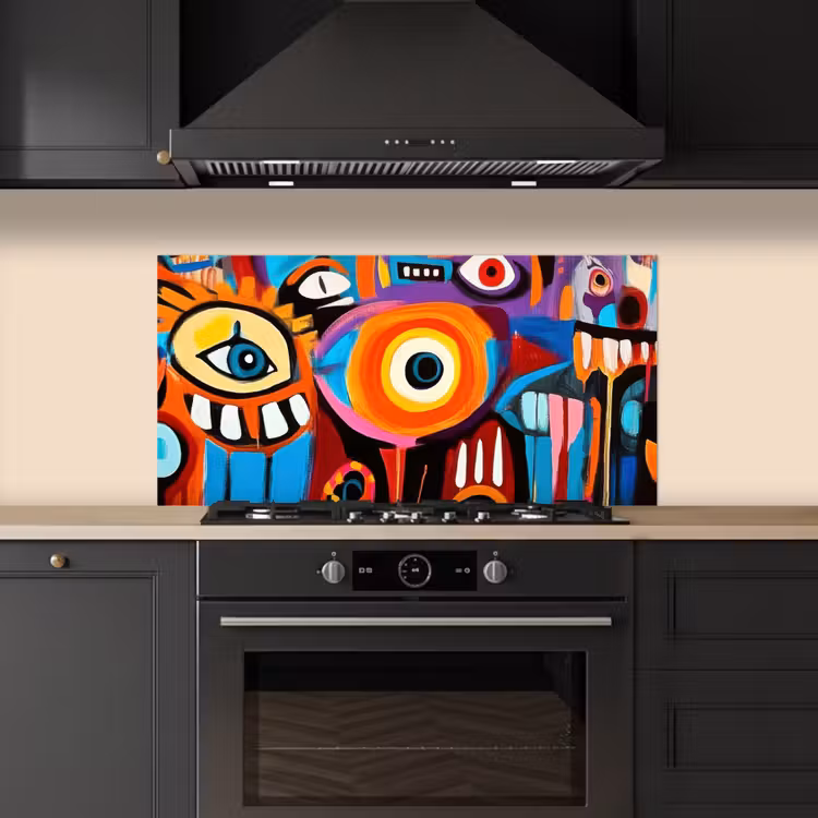 Abstract - Gezicht - Kleurrijk keuken achterwand spatscherm middel -sfeer1