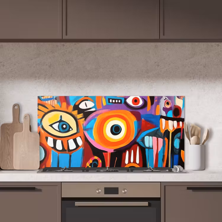 Abstract - Gezicht - Kleurrijk keuken achterwand spatscherm middel -sfeer2