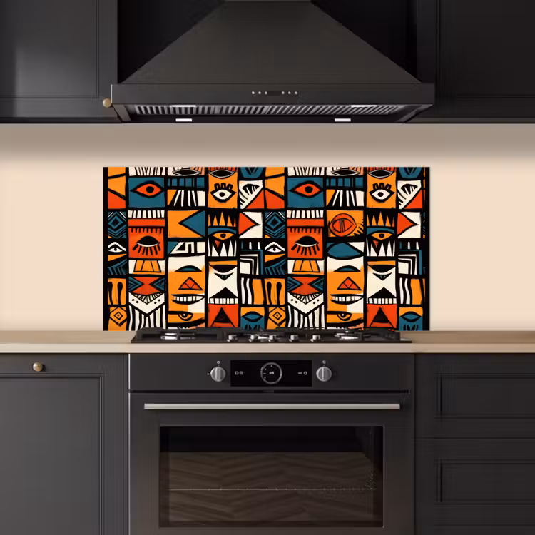 Abstract - Gezichten - Mozaïek keuken achterwand spatscherm middel -sfeer1
