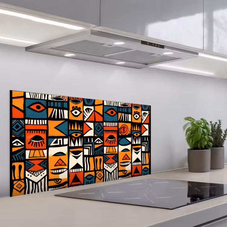 Abstract - Gezichten - Mozaïek keuken achterwand spatscherm middel -3d_schuin