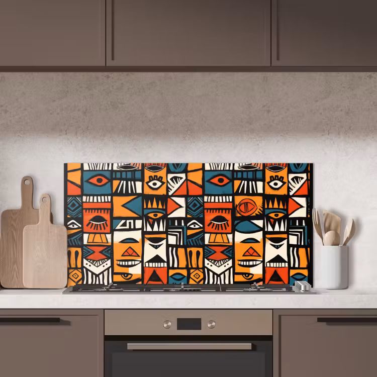 Abstract - Gezichten - Mozaïek keuken achterwand spatscherm middel -sfeer2