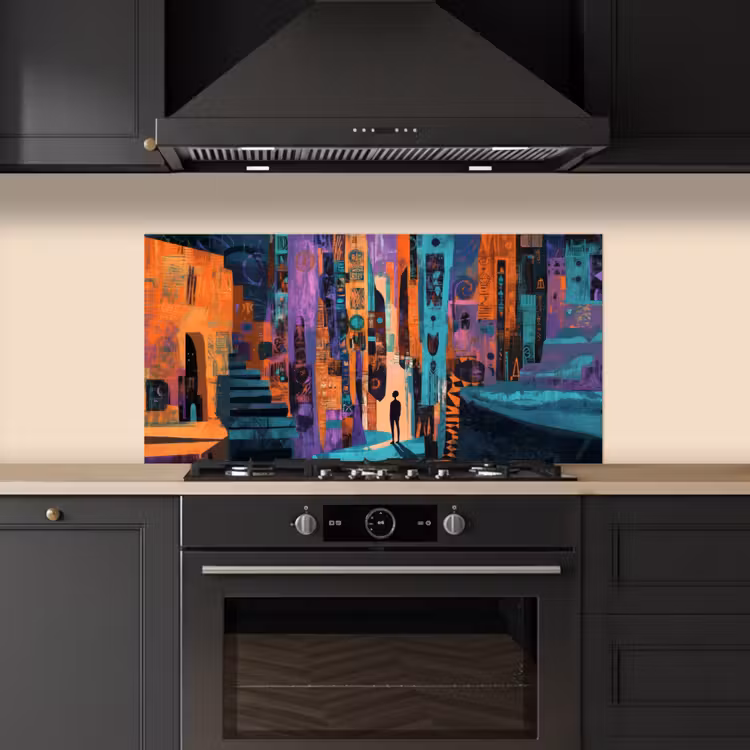 Abstract - Figuren - Kleurrijk keuken achterwand spatscherm middel -sfeer1