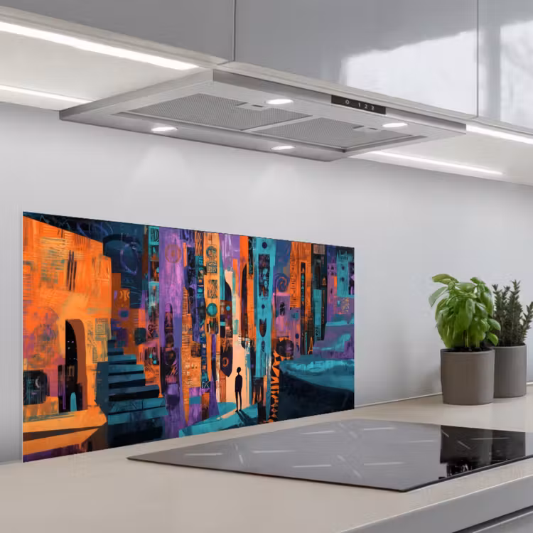 Abstract - Figuren - Kleurrijk keuken achterwand spatscherm middel -3d_schuin
