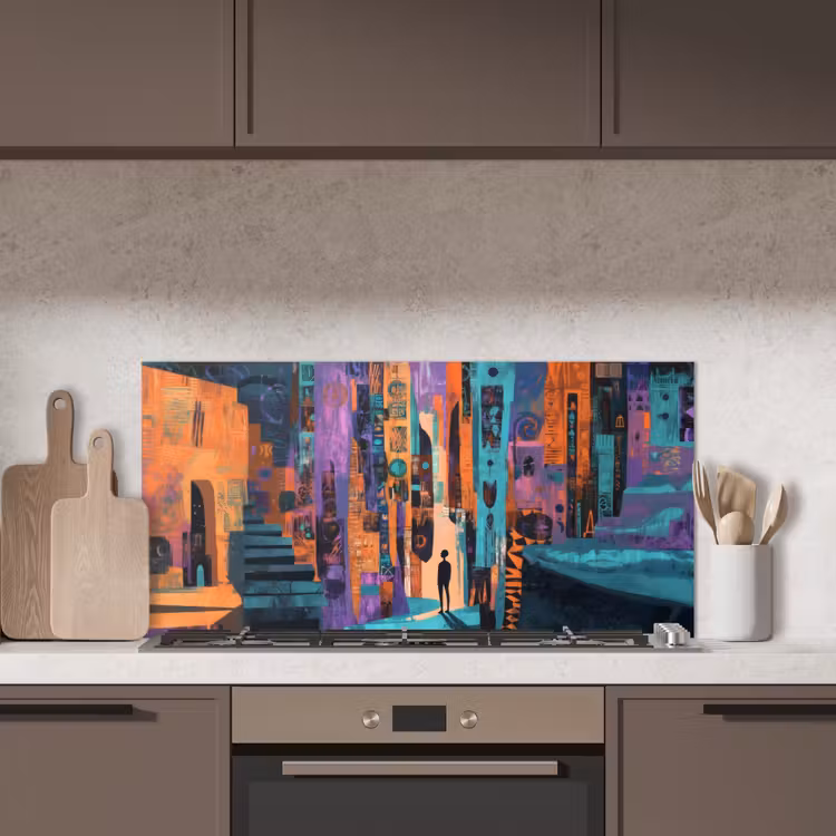 Abstract - Figuren - Kleurrijk keuken achterwand spatscherm middel -sfeer2