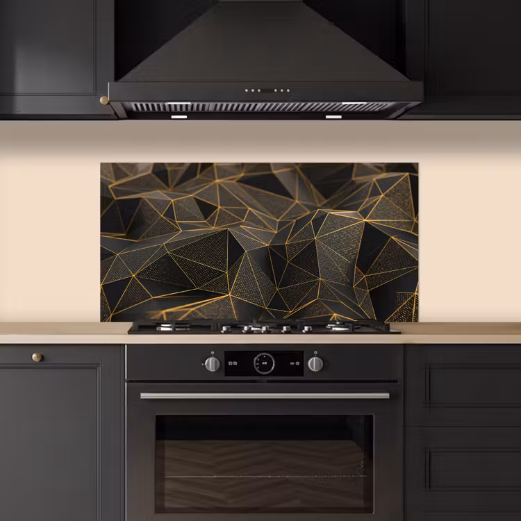 Abstract - Goud - 3D - Luxe - Kunst keuken achterwand spatscherm middel -sfeer1
