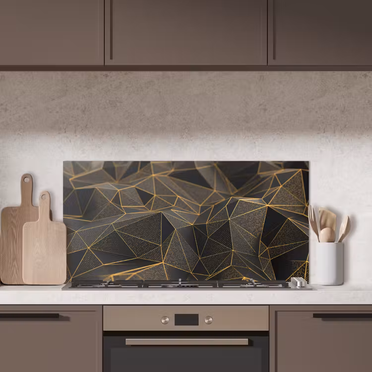 Abstract - Goud - 3D - Luxe - Kunst keuken achterwand spatscherm middel -sfeer2