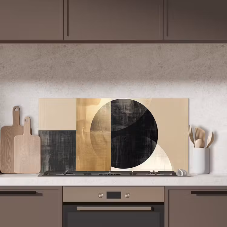 Abstract - Goud - Zwart - Kunst keuken achterwand spatscherm middel -sfeer2
