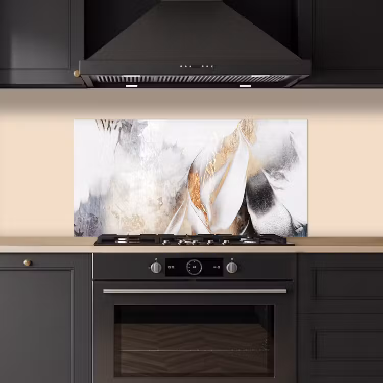 Abstract - Gold - Design - Luxe keuken achterwand spatscherm middel -sfeer1
