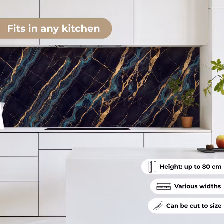 Abstract - Gouden lijnen - Kunst - Modern - Zwart keuken achterwand 2 middel -sfeer4_UK