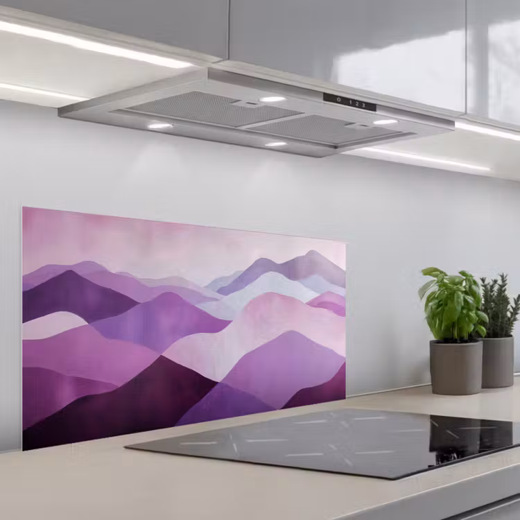 Abstract - Heuvels - Landschap - Paars keuken achterwand spatscherm middel -3d_schuin