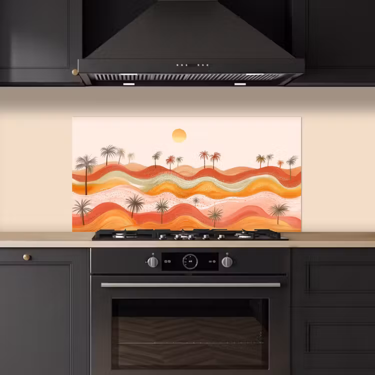 Abstract landschap - Palmbomen - Kleurrijk keuken achterwand spatscherm middel -sfeer1