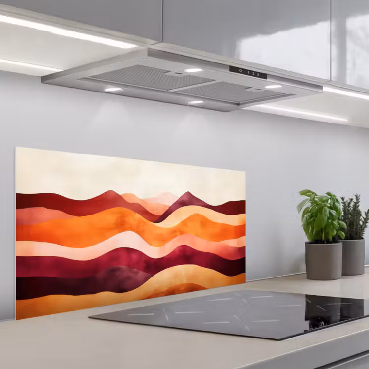 Abstract - Landschap - Golven keuken achterwand spatscherm middel -3d_schuin
