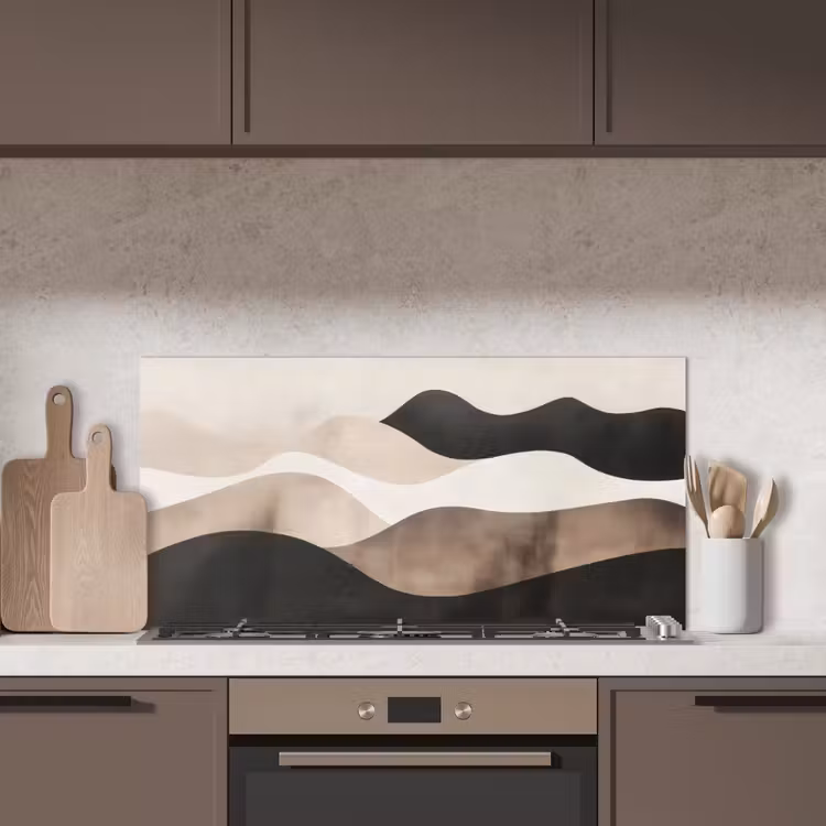 Abstract - Landschap - Golven - Crèmekleur keuken achterwand spatscherm middel -sfeer2
