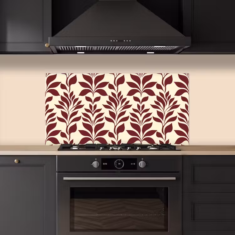 Abstract - Bladeren - Burgundy keuken achterwand spatscherm middel 899 -sfeer1