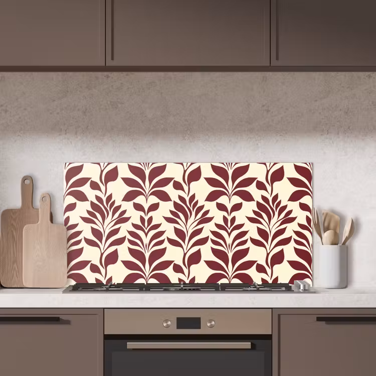Abstract - Bladeren - Burgundy keuken achterwand spatscherm middel 899 -sfeer2