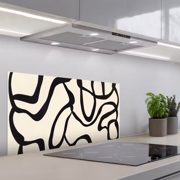 Abstract - Lijnen - Modern - Beige keuken achterwand spatscherm middel -3d_schuin
