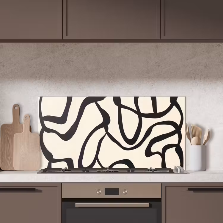 Abstract - Lijnen - Modern - Beige keuken achterwand spatscherm middel -sfeer2
