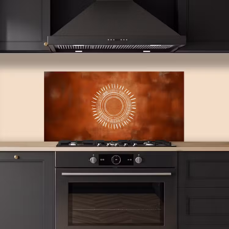 Abstract - Lijnen - Zonnestralen - Roodbruin keuken achterwand spatscherm middel -sfeer1